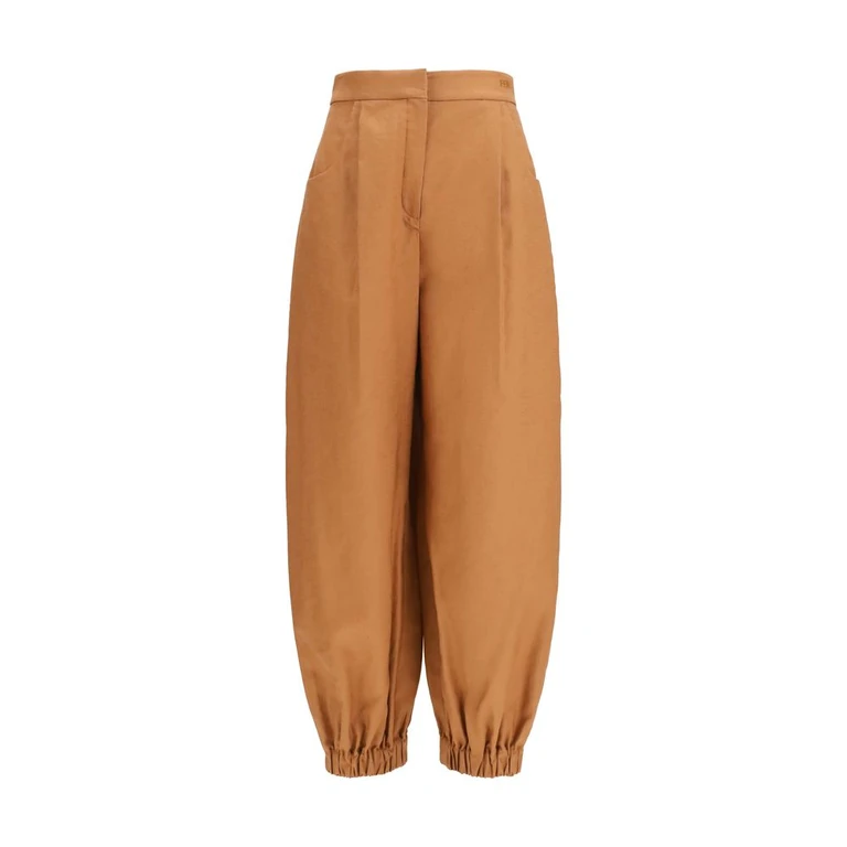 Fendi Brown Linen Casual Pants - Women