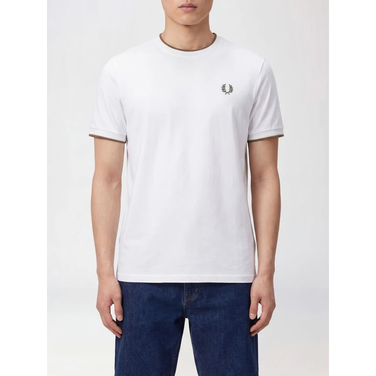 Slim Fit Cotton T-shirt with Contrast Trims and Embroidered Logo (FPM1588V5880B)