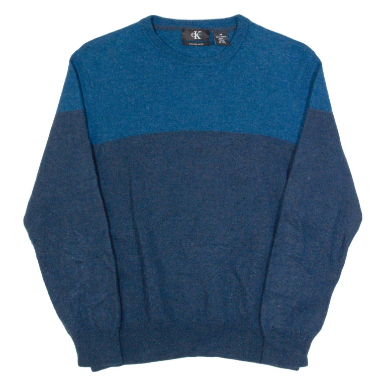 CALVIN KLEIN Womens Jumper Blue Tight Knit Wool M
