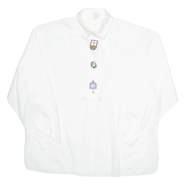 BURGI Womens Plain Shirt White Long Sleeve M