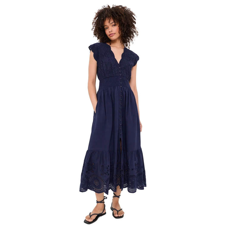 Marea Fiona Dress Navy Demi Eyelet L