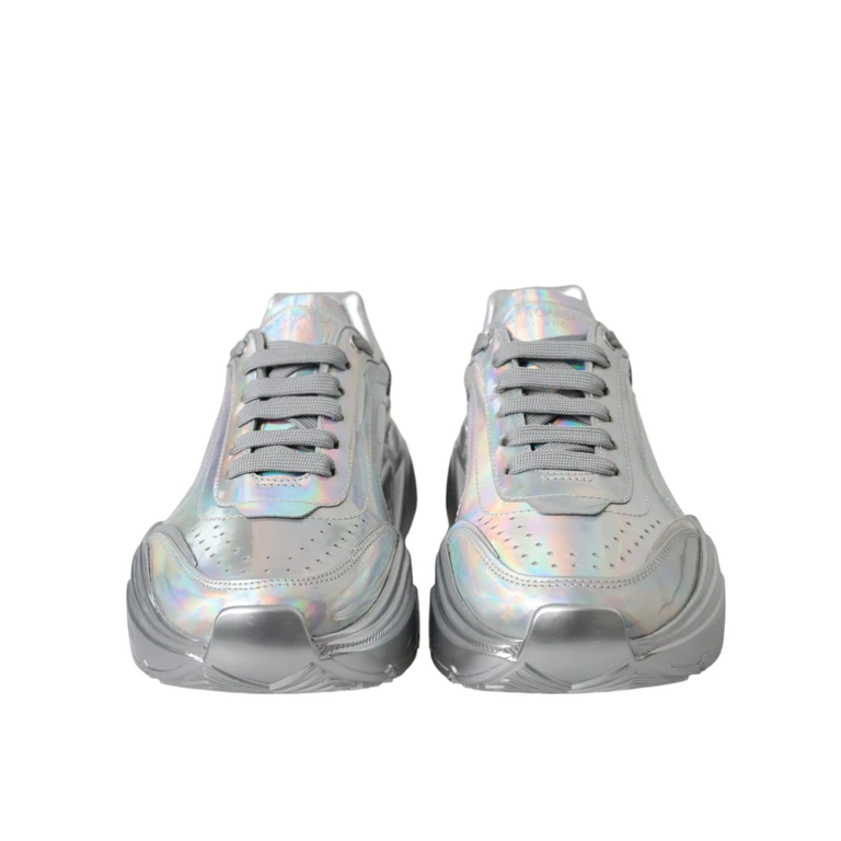 Dolce & Gabbana Silver Iridescent Daymaster Leather Sneakers Shoes Calfskin - Women