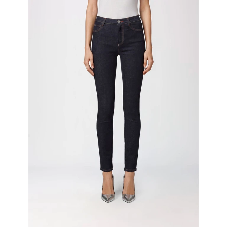 High-Waisted Skinny Jeans in Stretch Cotton Denim (FAACWDT1693PDE004N14IC)