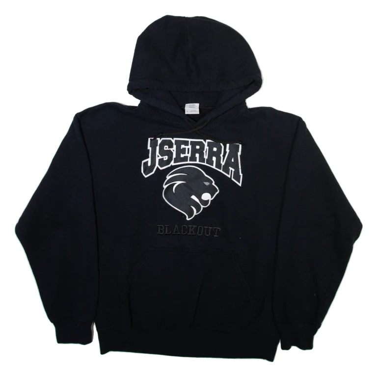 GILDAN Jserra Blackout Mens Black Hoodie USA M