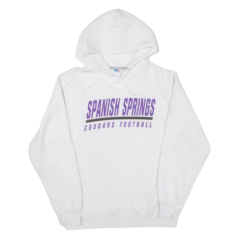 RUSSELL ATHLETIC Cougars Football Mens White Hoodie USA M