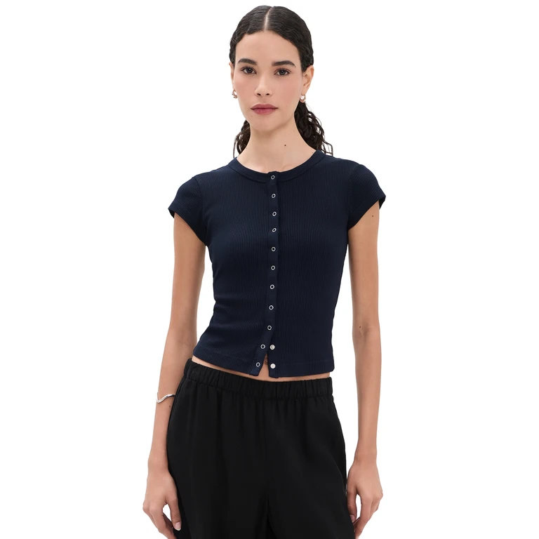 Citizens of Humanity Tabi Short Sleeve Cardigan Navy S