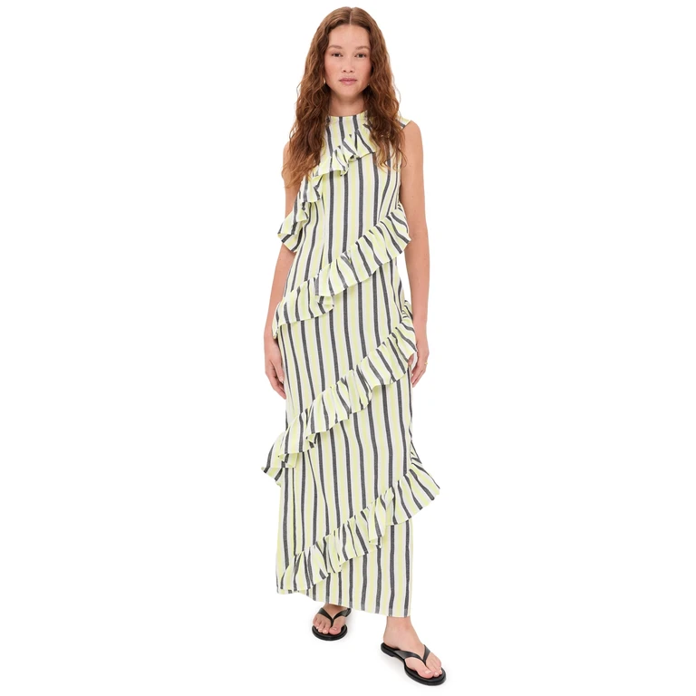 MARRAKSHI LIFE The Spiral Ruffle Dress Stripe 22 XXS