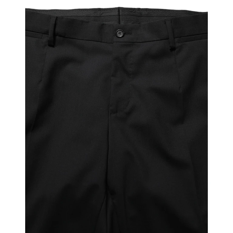 Black Wool Slim Fit Formal 2 Piece Men Suit Virgin Elastane - Men