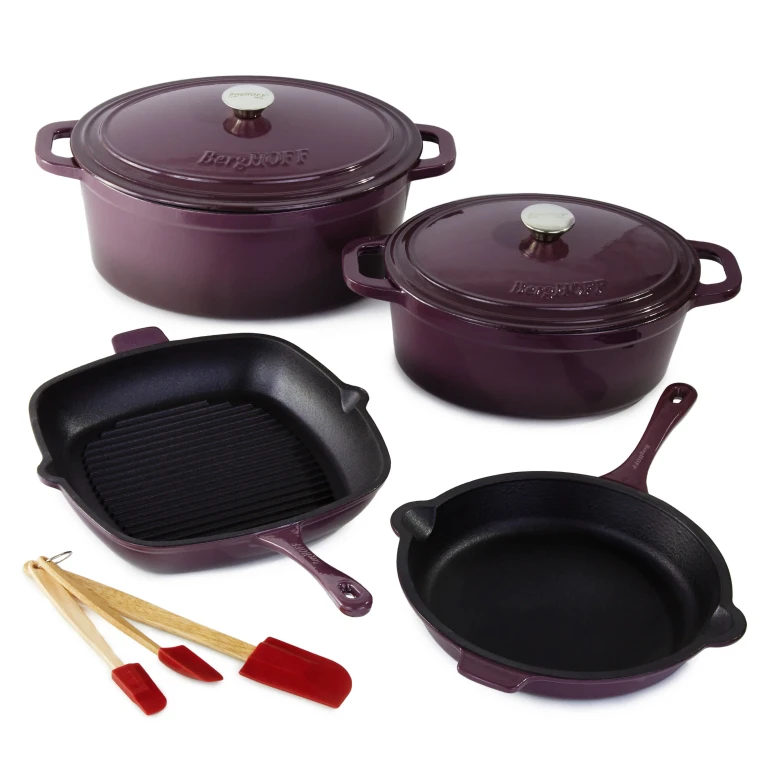Neo 9pc Cast Iron Cookware Set, Purple