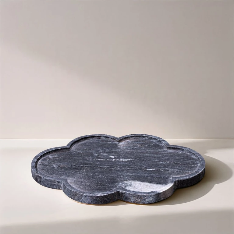 Rimini Black Clover Shaped Marble Tray