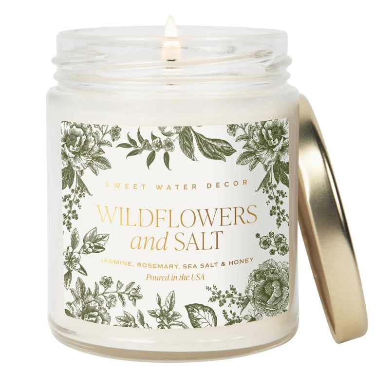 Wildflowers and Salt Soy Patterned Candle - Clear Jar - 9 oz