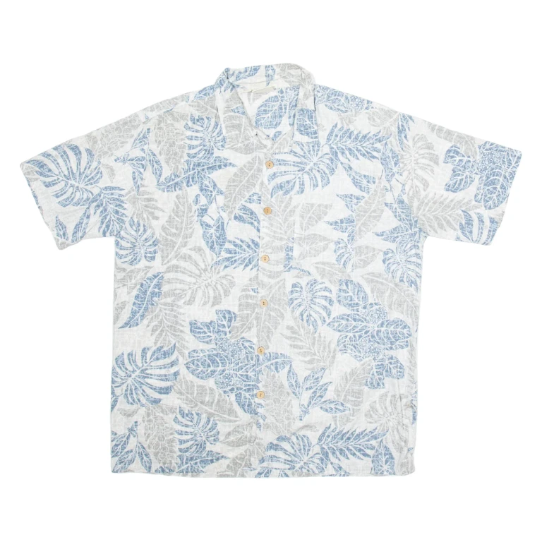 MAUI Mens Hawaiian Shirt Grey Floral XL