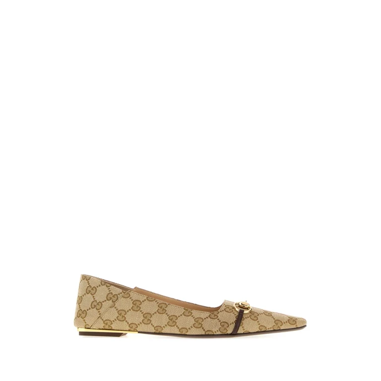 Gucci Gg Fabric Vittoria Ballerinas Vintagesandkbrown Ballerine - Women