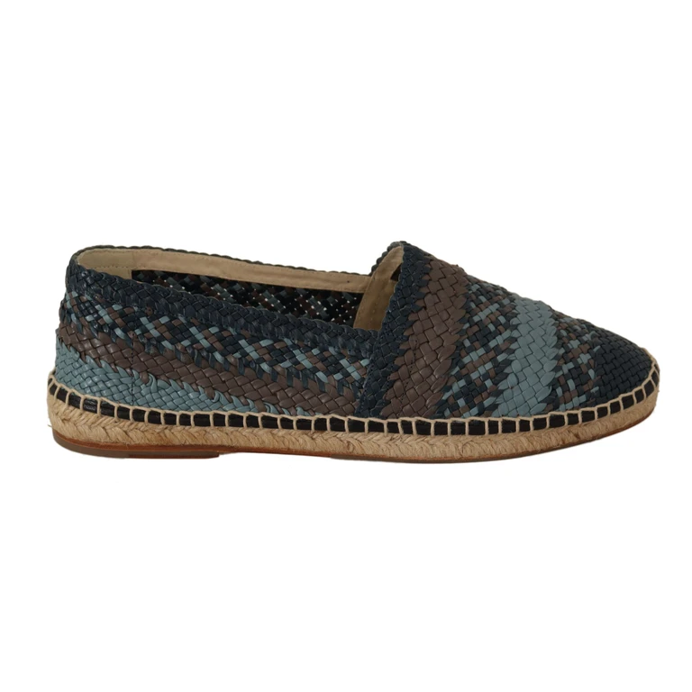 Dolce & Gabbana Blue Gray Slip On Buffalo Espadrille Shoes Leather - Men