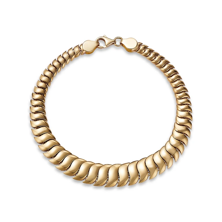 14K Yellow Gold Graduated Wavy Link Bracelet