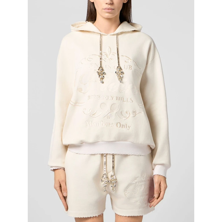 Tennis Club Cotton Hoodie with Jewelled Drawstring (PAFCWJB1948PTE180N01OF)