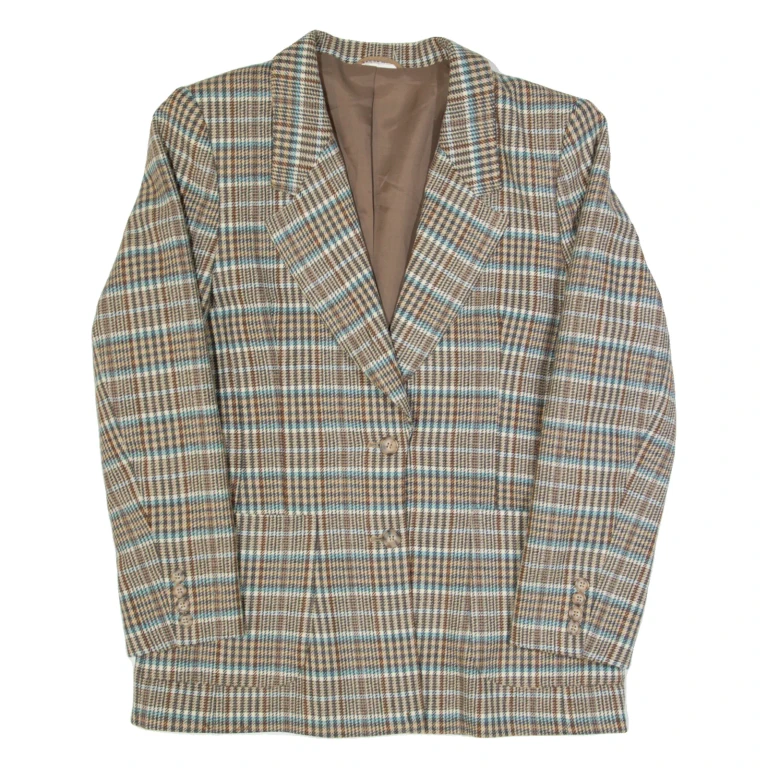 ALEXON Womens Blazer Jacket Brown Wool 90s Check M