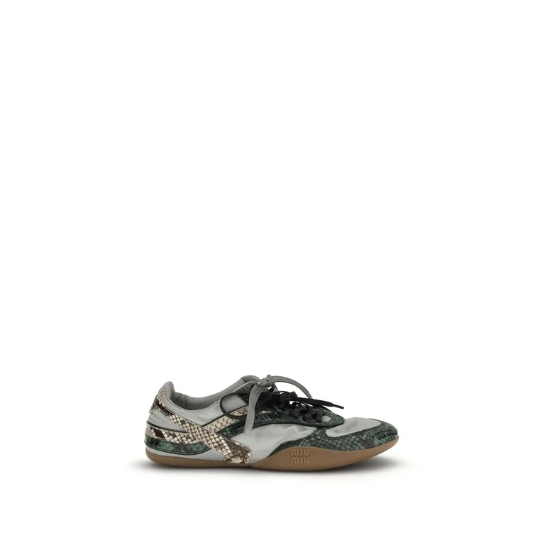 Miu Miu Gray Recycled Polyester Athletic Sneakers - Women