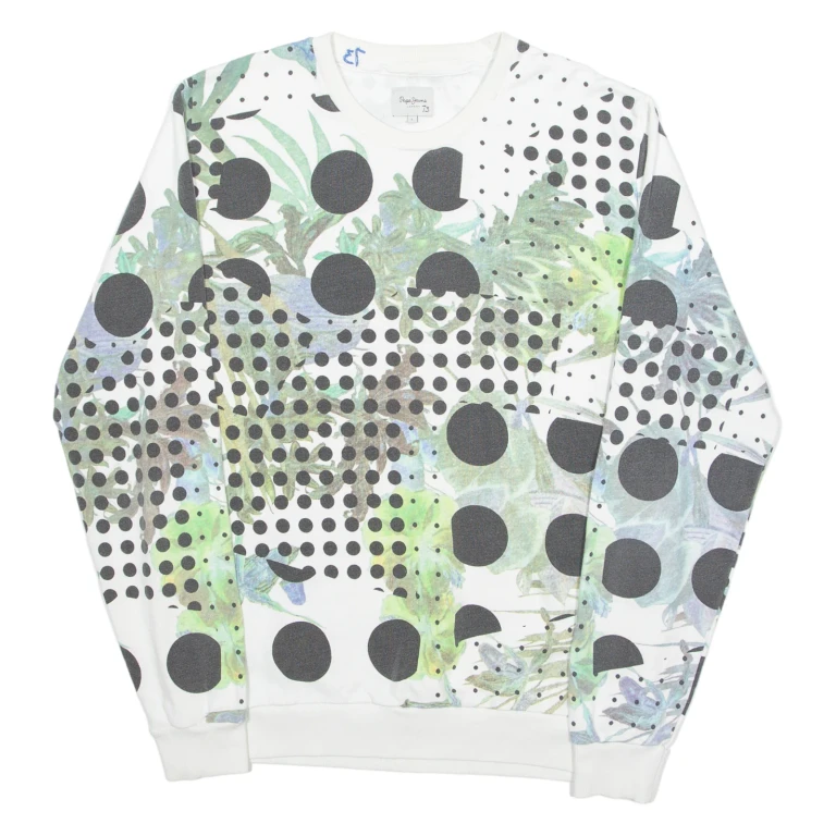 PEPE JEANS Womens Sweatshirt White Crew Neck L