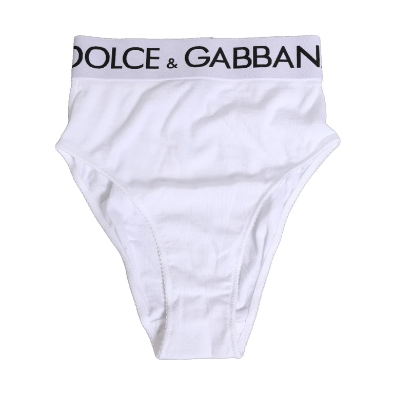 Dolce & Gabbana White Cotton Stretch High Waist Panty Underwear Co+05 Clothing - Women