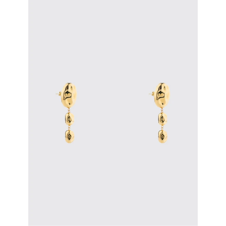 Stone Oval Dangle Earrings in Chrome-Plated Bronze (FT26EA20GOLD)