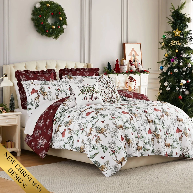 White Christmas Oversized 7-Piece Comforter Set