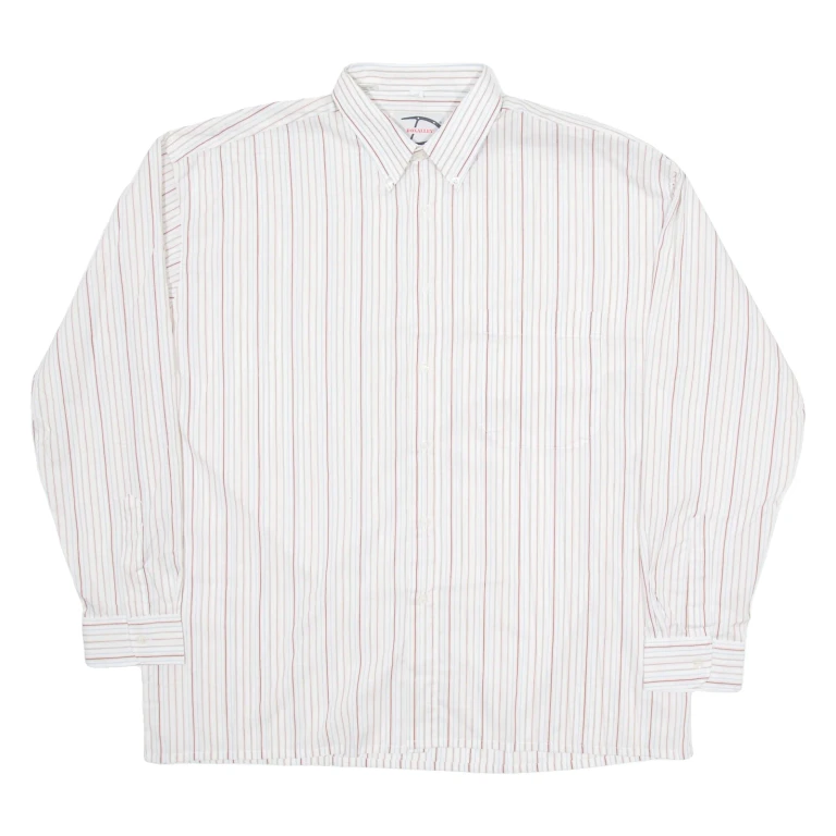 DONNELLY Mens Shirt White Striped Long Sleeve L