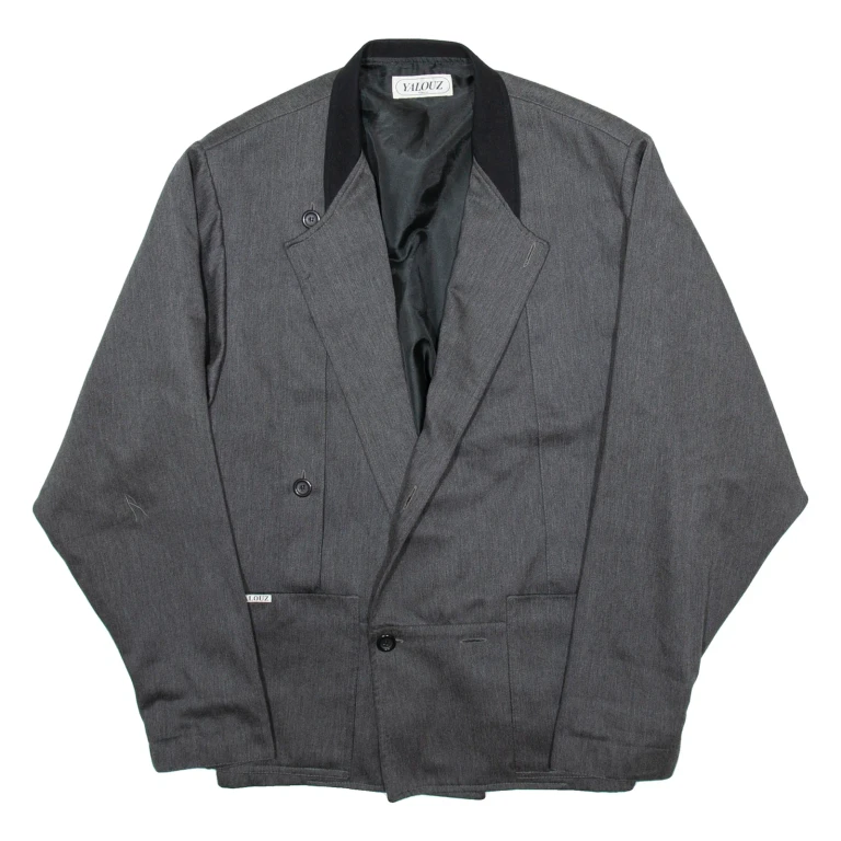 YALOUZ Mens Blazer Jacket Grey M