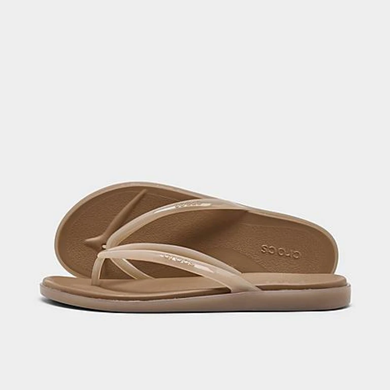 Crocs Women's Miami Round Toe Jelly Flip Flop Sandals in Milk Chocolate Jelly Size: 5.0