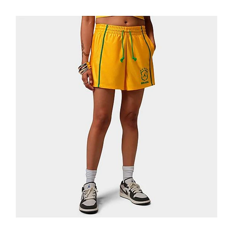 Jordan Women's Brooklyn Brazil Knit Shorts in Varsity Maize/Lucky Green Size: XS