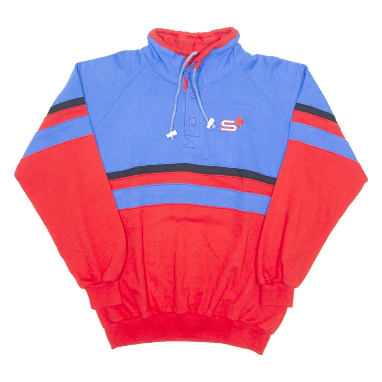 S+ Mens Sweatshirt Red Button Neck XL