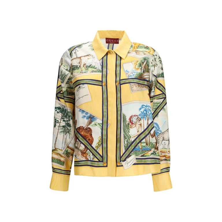 Gucci Bicolor Silk Pattern Shirt - Women