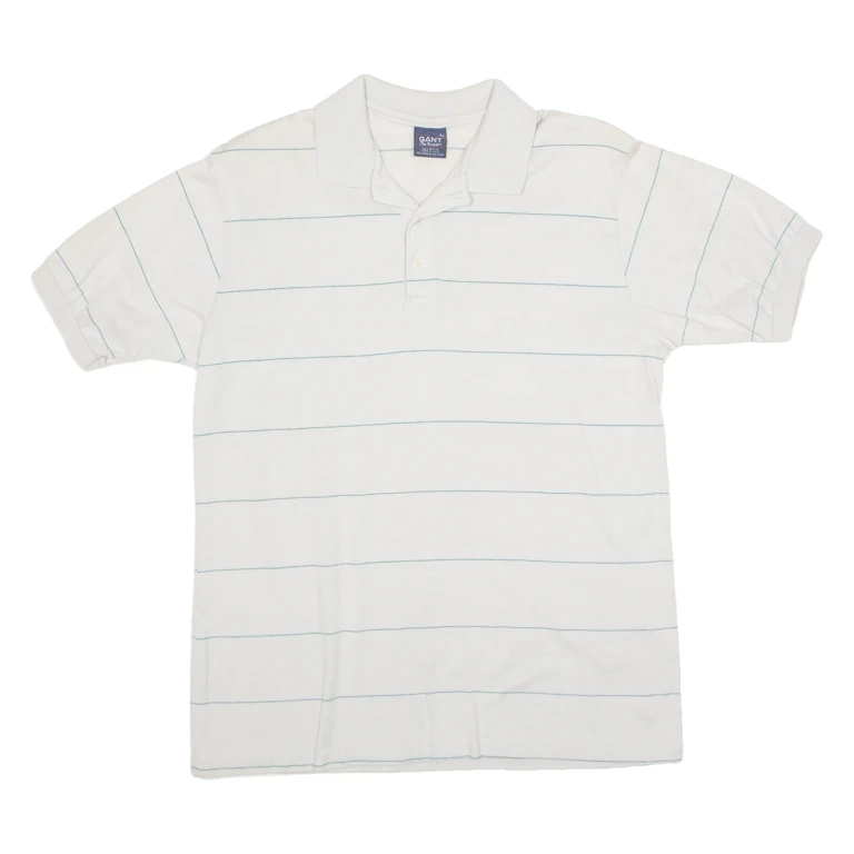 GANT Mens Polo Shirt Grey 90s Striped L