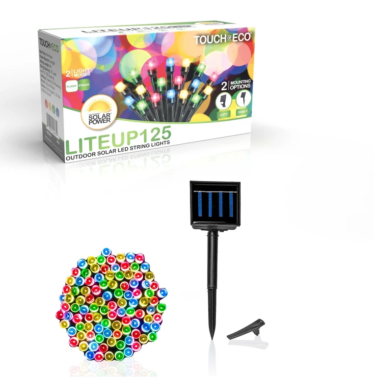 Solar Powered Liteup 125 LED Multi Color String Lights