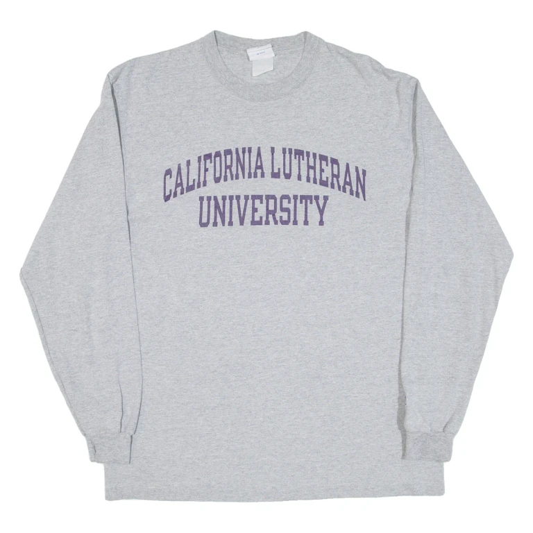 CHAMPION California Lutheran University Mens T-Shirt Grey Long Sleeve USA L