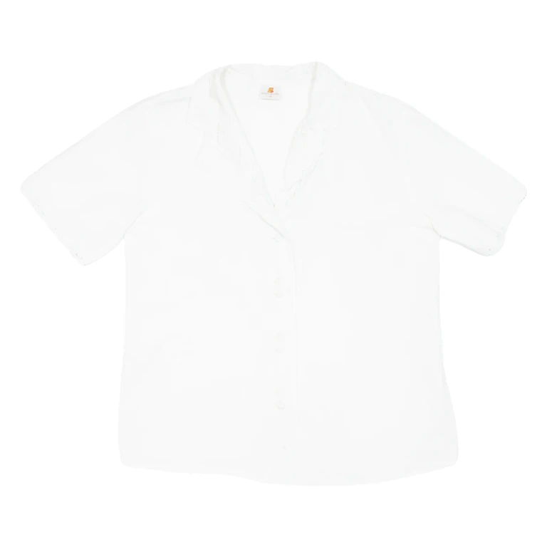 Womens Blouse White V-Neck M