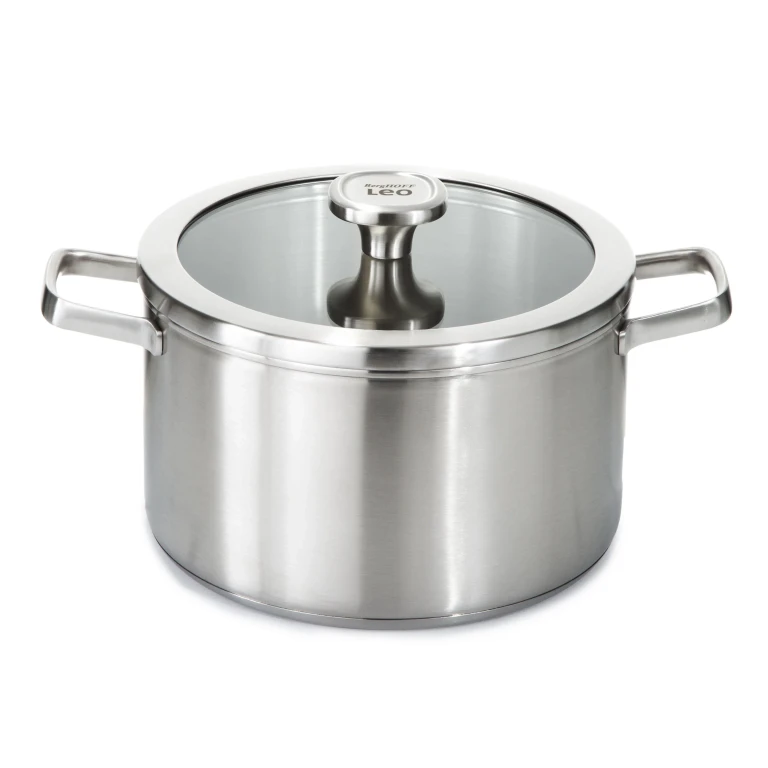 Leo Graphite Recycled 18/10 Stainless Steel Stockpot 10", 6.3qt. With Glass Lid