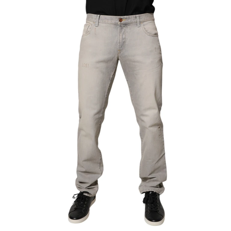 Light Gray Cotton Skinny Denim Jeans Clothing - Men