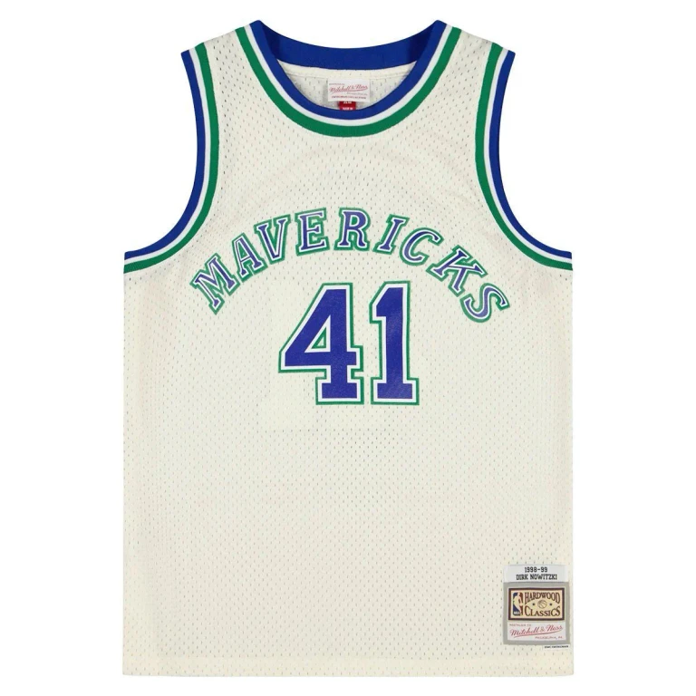 Men's Cream Swingman Jersey Mavericks 1998 Dirk Nowitzki Jerseys