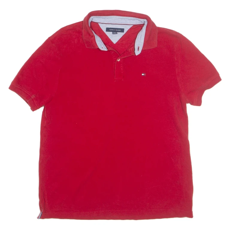 TOMMY HILFIGER Mens Polo Shirt Red L