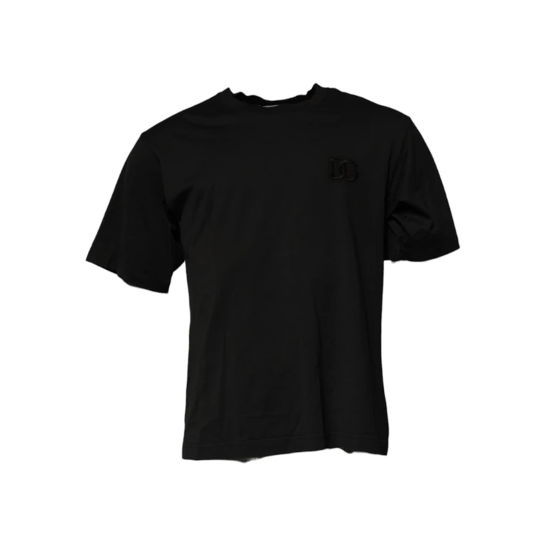 Dolce & Gabbana Black Dg Logo Cotton Crew Neck T-Shirt - Men
