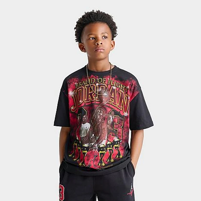 Jordan Big Kids Brand of Flight Graphic T-Shirt in Black Size: Small