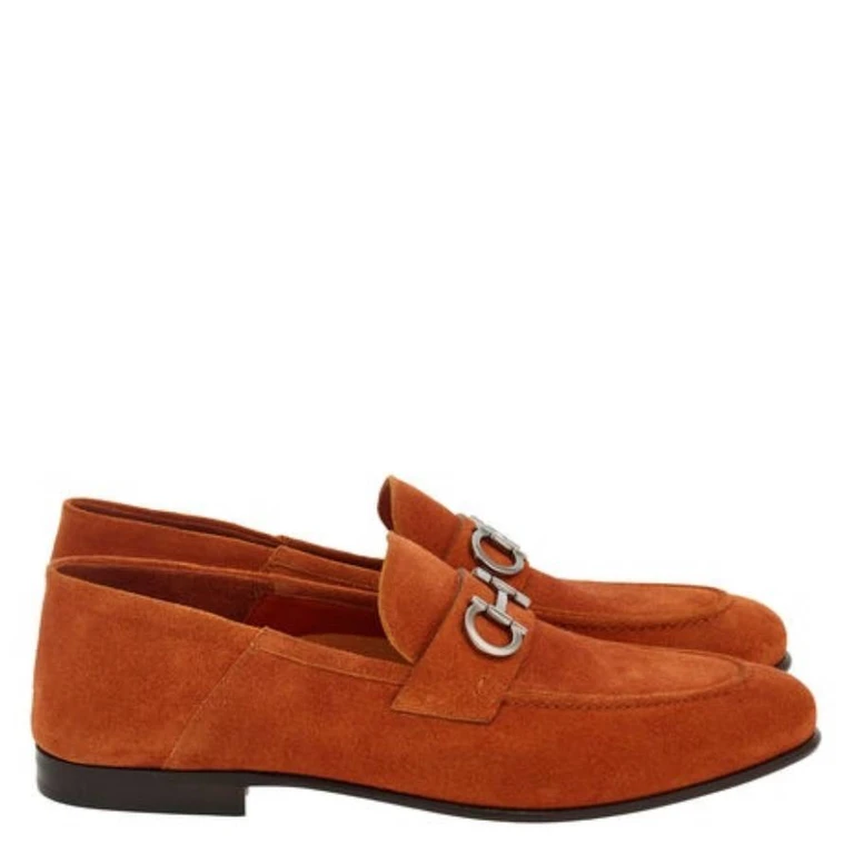 Gancini Ornament Suede Mocassins, Size 9 E (023575 768876)
