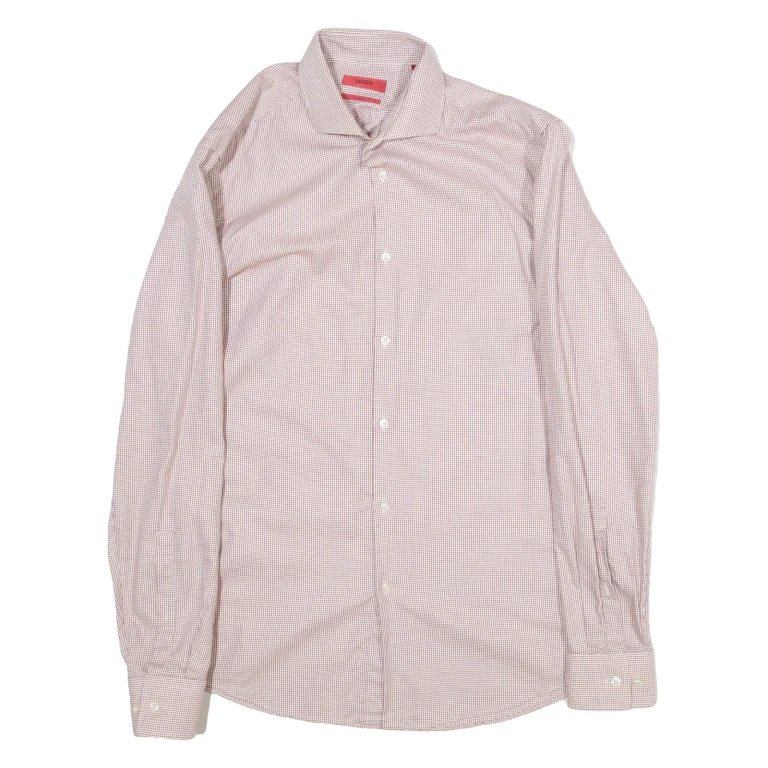 HUGO BOSS Slim Fit Mens Shirt Red Long Sleeve M