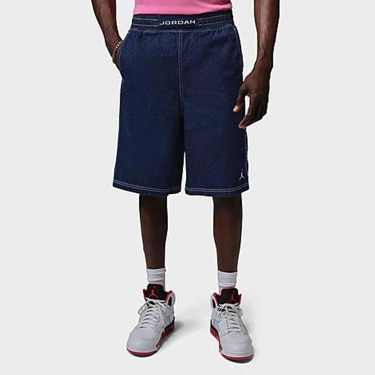 Men's Jordan Flight Club Baggy Denim Shorts in Blue Grey/White Size: XS
