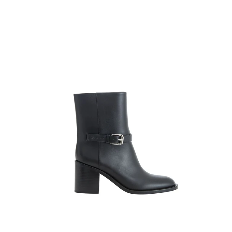 Burberry Black Leather Ankle Boots - Women
