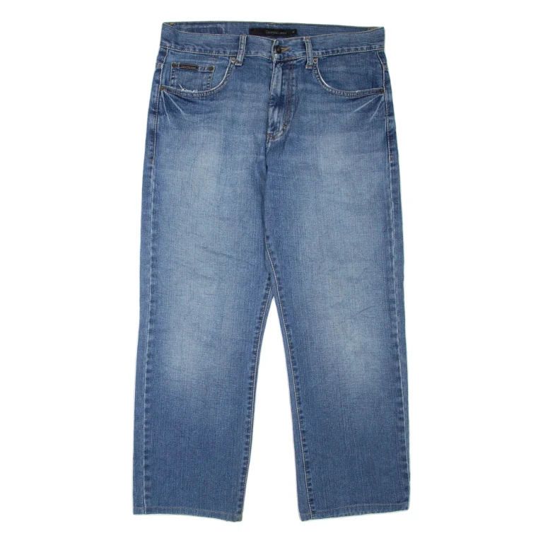 CALVIN KLEIN JEANS Womens Jeans Blue Relaxed Straight Stone Wash W32 L28