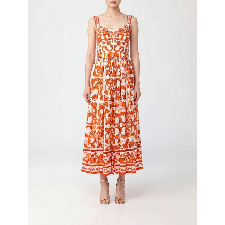 Majolica-Print Off-the-Shoulder Cotton Midi Dress (F6TTHTGDDRLS9000)