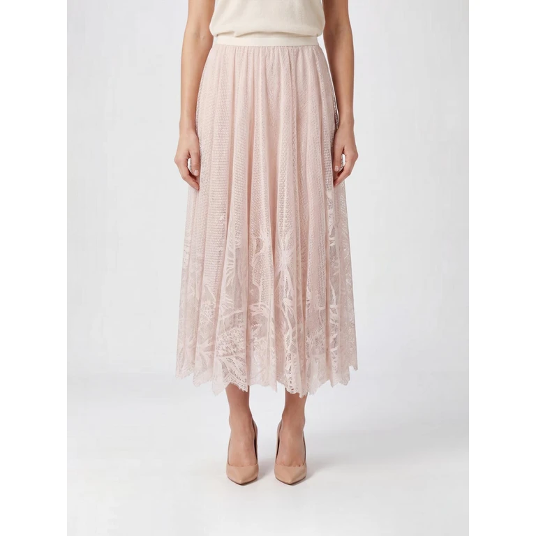High-Waisted Lace Midi Full Skirt with Elastic Waist (GND216F850M2630164)