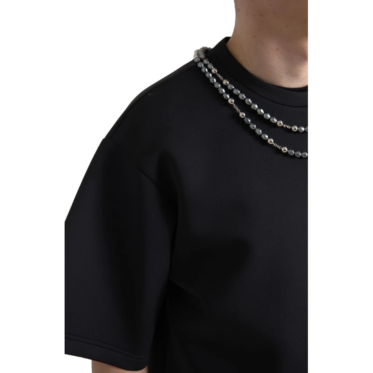 Black Necklace Embellished Polyester T-Shirt - Men